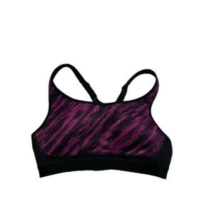 Sports Bra Purple Black‎ Athletic Adjustable Strap Activewear